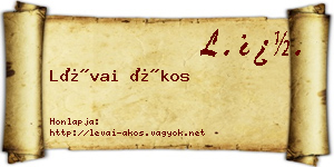 Lévai Ákos névjegykártya